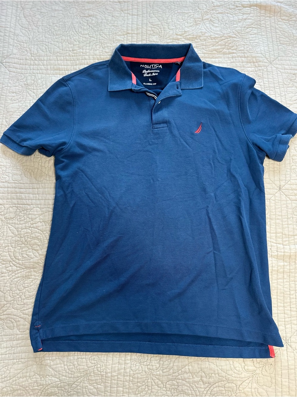 Nautica Men's Navy Polo with Red Accent